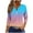 Womens Clothing Sky Blue, variant on Womens 3/4 Sleeve T-Shirts, Summer Tops for Women Fashion Loose Fit Ombre Tie Dye Button Up Notch V Neck T Shirts S-3XL