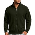 thumbnail image 2 of LYSMORA Men's Waffle Knit Full Zip Jacket Stand Collar Long Sleeve Raglan Sleeve Sweatshirt with Patch Pockets, 2 of 7