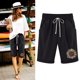 thumbnail image 2 of Pantalones casuales de lino y algodón de talla grande con estampado de cinco puntos para mujer Pompotops  ulkah938046, 2 of 6