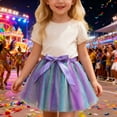 thumbnail image 3 of LYHaoo Girls Star Tutu Skirt With Rainbow Sequin Trim And Mesh Layer For Dance Performance Party Play Dress Up Girls Cute Skirt,Sizes 9-11 Years, 3 of 6