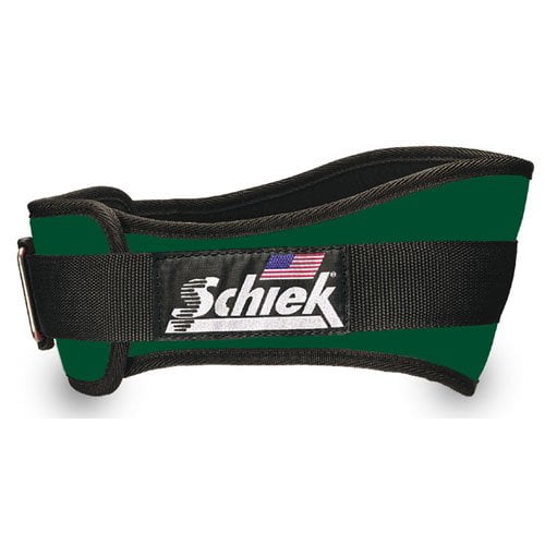 Schiek Gym Weight Lifting Belt Nylon, 4 3/4 in. Back Width F. Green