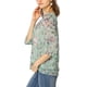 thumbnail image 4 of Blusa de gasa floral para mujer INSPIRE CHIC de manga 3/4, cuello redondo, con dobladillo con volantes, verde menta, talla 3XL, 4 of 7