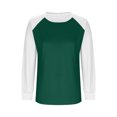 thumbnail image 5 of JSheng Women's Casual Tops Long Sleeved Color Blocked T-shirt Round Neck Lightweight Fashion Pullover Top Army Green L, 5 of 5