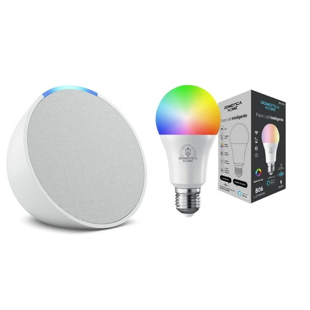 Kit Alexa Echo Pop Blanco Foco Led Inteligente 9w Certificado