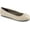 Cream Stretch Faux Leather, variant on ANNA-01, Ballet Flat Shoes With Bow Accent