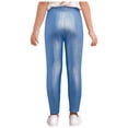 thumbnail image 2 of Linjinx Kids Girls Lyrical Jazz Hip-hop Leggings Glittery Metallic Ribbed Elastic Waist Solid Color Performance Light Blue 100, 2 of 7