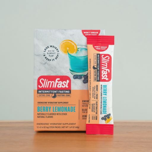 SlimFast, Intermittent Fasting Energizing Hydration Drink Mix, Berry Lemonade, 12 Servings