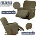 thumbnail image 5 of CHUNTIAN Stretch Recliner Cover, 4-Piece Waterproof Sofa Cover Single Seat Couch Cover Soft Jacquard Recliner Chair Slipcover with Pocket (Silver), 5 of 5