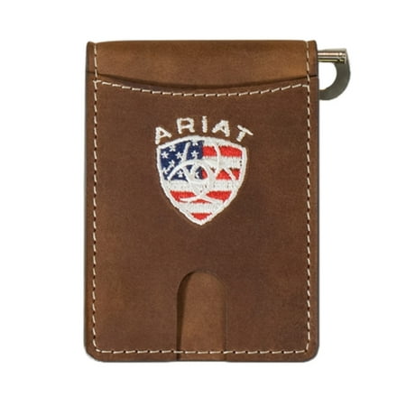 Ariat American Flag Logo Aged Bark Money Clip Wallet A35550217