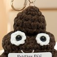 thumbnail image 2 of Lindo Llavero Tejido A Mano Apoyo Emocional Muñeca Tejer Pepinillos (Dark Poo), 2 of 4