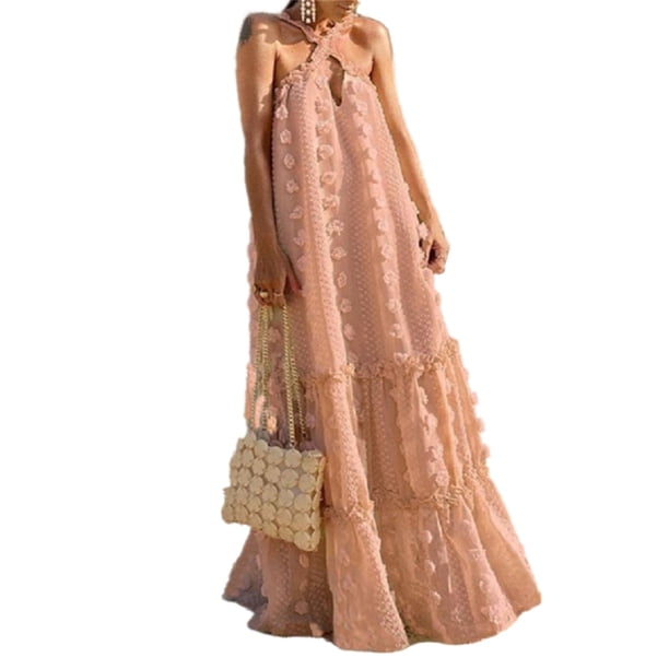 Txlixc Vestido de mujer con tirantes largos y flores 3D sin mangas Txlixc moda