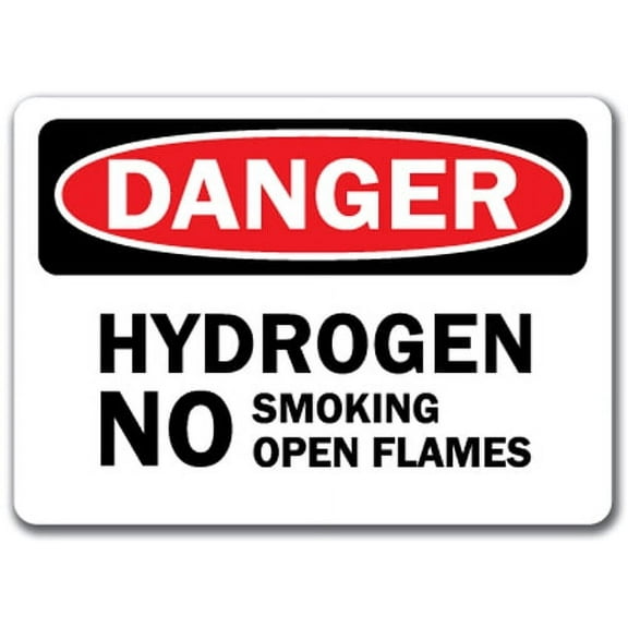 Danger Sign - Hydrogen No Smoking No Open Flames - 10" x 14" OSHA Safety Sign