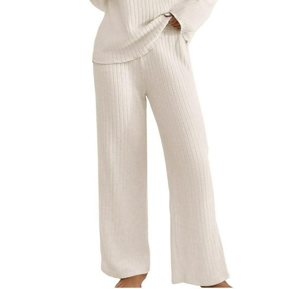 Sweatpants Women Autumn And Winter Fashion Solid Color Wide Strip Casual Pants Wide Leg Design Warm Nylon & Spandex Fabric Elastic Strap For Fit L High Pull Pants