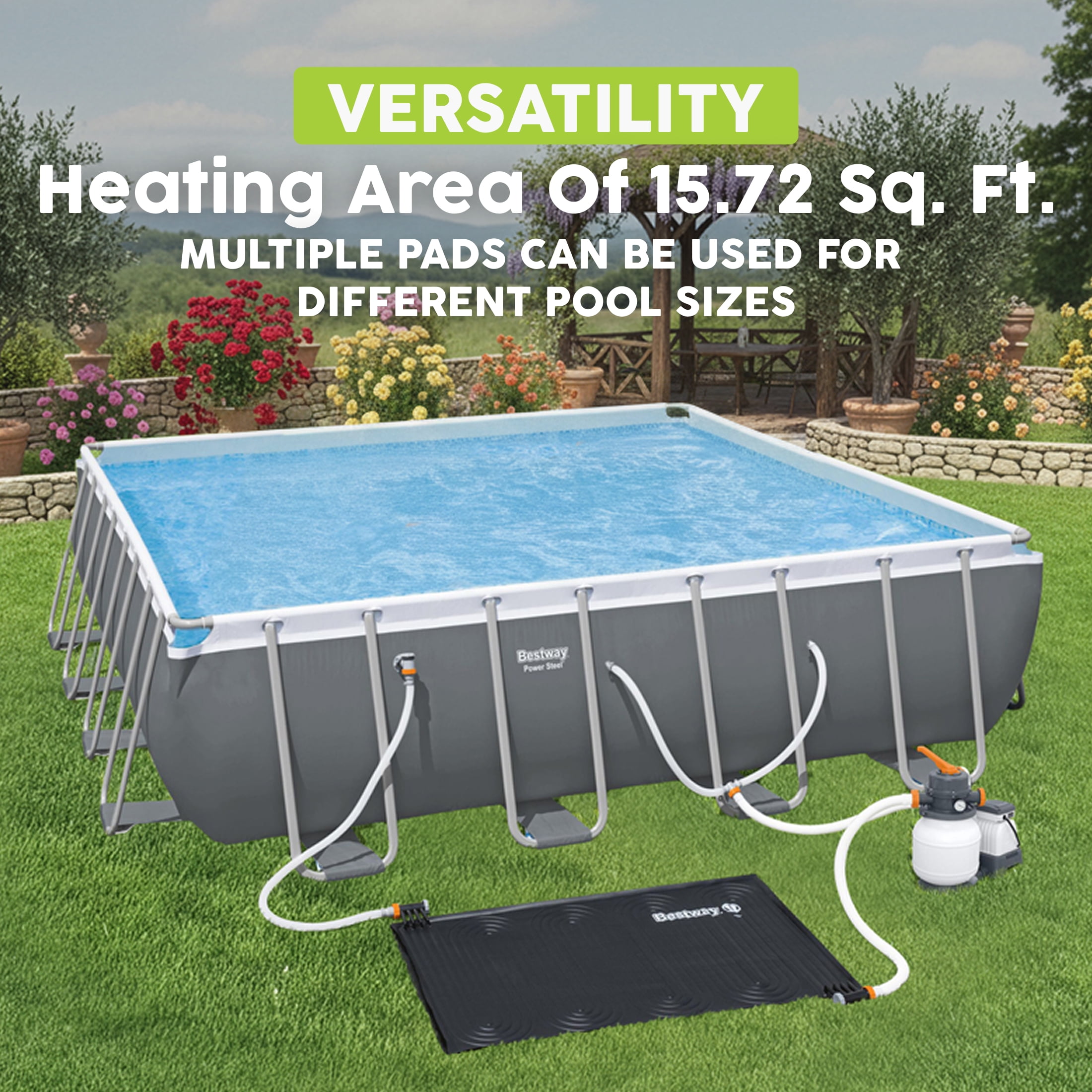Flowclear 43" x 67" Solar Powered Rectangular Pool Heating Pad for Above Ground Pools