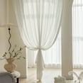 thumbnail image 4 of Hxlamzoo Premium Polyester Fabric Embroidered Sheer Curtains 110 Inches Length Grommet Light Filtering White Window Drapes, Sewn Pocket on the Bottom, for Living Room and Bedroom, 4 of 8