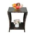 thumbnail image 3 of EasingRoom Outdoor Wicker Side Table with Glass Top, Ptaio Wicker Furniture, Outdoor End Table, Sturdy Frame and Weather Resistant, 3 of 7