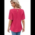 thumbnail image 3 of Tops de Mujer 2025, Camisetas Casuales de Acampanada, Camisetas Básicas de Verano con Cuello Redondo, Blusas Lindas, Color Rosa y Rojo, Talla M, 3 of 7