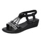 thumbnail image 1 of Amzcrzy Zapatos de mujer,Zapatos de mujer,Zapatillas de mujer, Sandalias romanas con tacón bajo y diseño de boca de pez para mujer, estilo bohemio, informales, con diamantes de imitación Sandalias Mu, 1 of 5