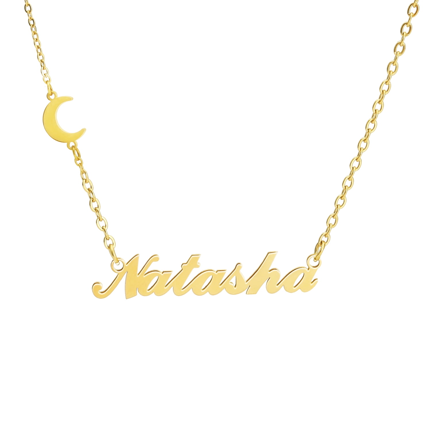 Personalized Name Necklace 18k Gold Plated Name plate Custom Pendant & Chain A