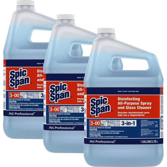 Spic and Span 58773CT Disinfecting All-Purpose Spray & Glass Cleaner Scent 1 Gal Bottle, 3/Ctn
