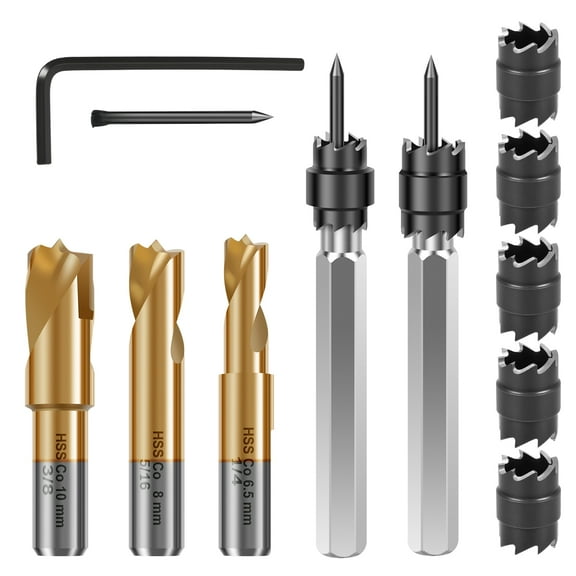12 Pcs Spot Weld Cutter Set 3/8" and 5/16" High Speed Steel Spot Weld Drill Bit with Cutter for Stainless Steel Iron and Aluminum Panel