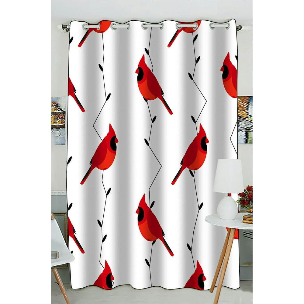 ABPHQTO Red Cardinal Branches Window Curtain Kitchen Curtain Window