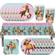 thumbnail image 2 of Decoración de fiesta de caballo con dibujo de espíritu montar a caballo, vajilla desechable, plato de papel, taza, adorno para pastel, suministros para fiesta de feliz cumpleaños para niños y niñas, 2 of 4