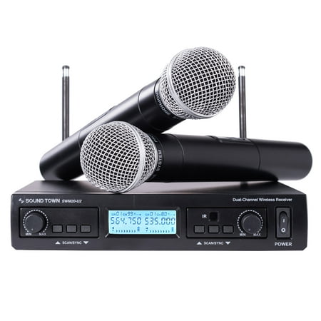 Sound Town 200-Channel Professional UHF Wireless Microphone System, for Church, Business Meeting, Outdoor Wedding and Karaoke