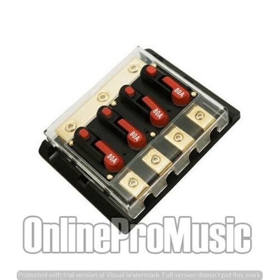 Absolute 4DCB80 Circuit Breaker 80 Amp 4 Gang 3x4 Gauge Input 2x8 Gauge Output