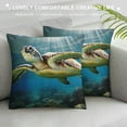 thumbnail image 3 of Nawypu  Throw Pillow Cover Sea Turtle Cute Nautical Animal Ocean Theme Coastal Beautiful Watercolor Beach Wildlife Decor Lumbar Pillow Case Cushion for Sofa Couch Bed Standard Queen, 3 of 5