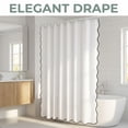 thumbnail image 5 of Unique Bargains Boho Wavy Trim Shower Curtain Sets with 12 Hooks White 72"W x 72"L, 5 of 7