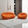 thumbnail image 6 of Modern Floor Sofa Single Lazy Sofa Chair, Upholstered Mesh Fabric Floor Couch Bubble couch for Living room, Bedroom, Office Orange, 6 of 9