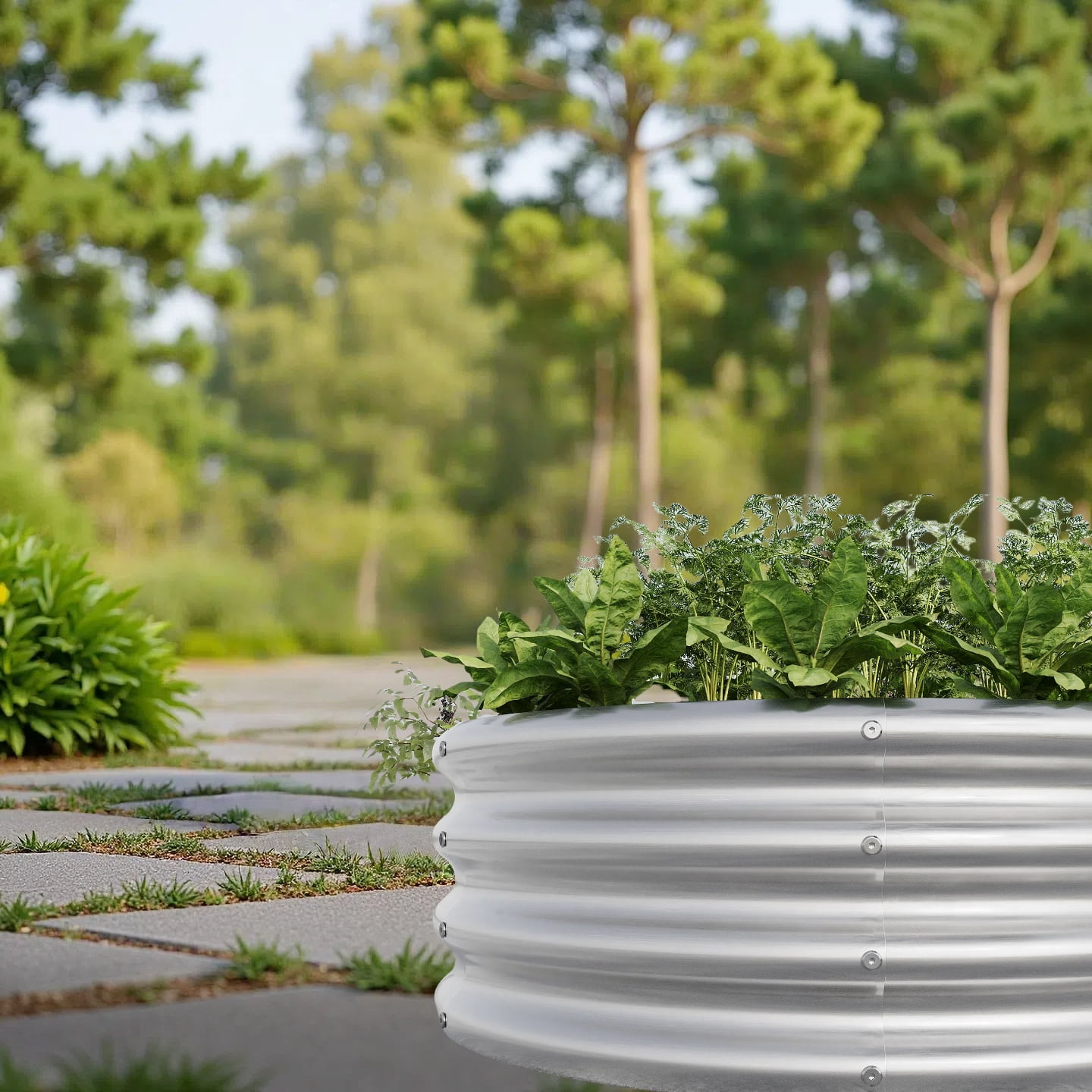 AsterOutdoor Tall Round Raised Garden Bed Planter Box Galvanized Metal 11.4 in Height / 110 Gallon Capacity, 2 pcs