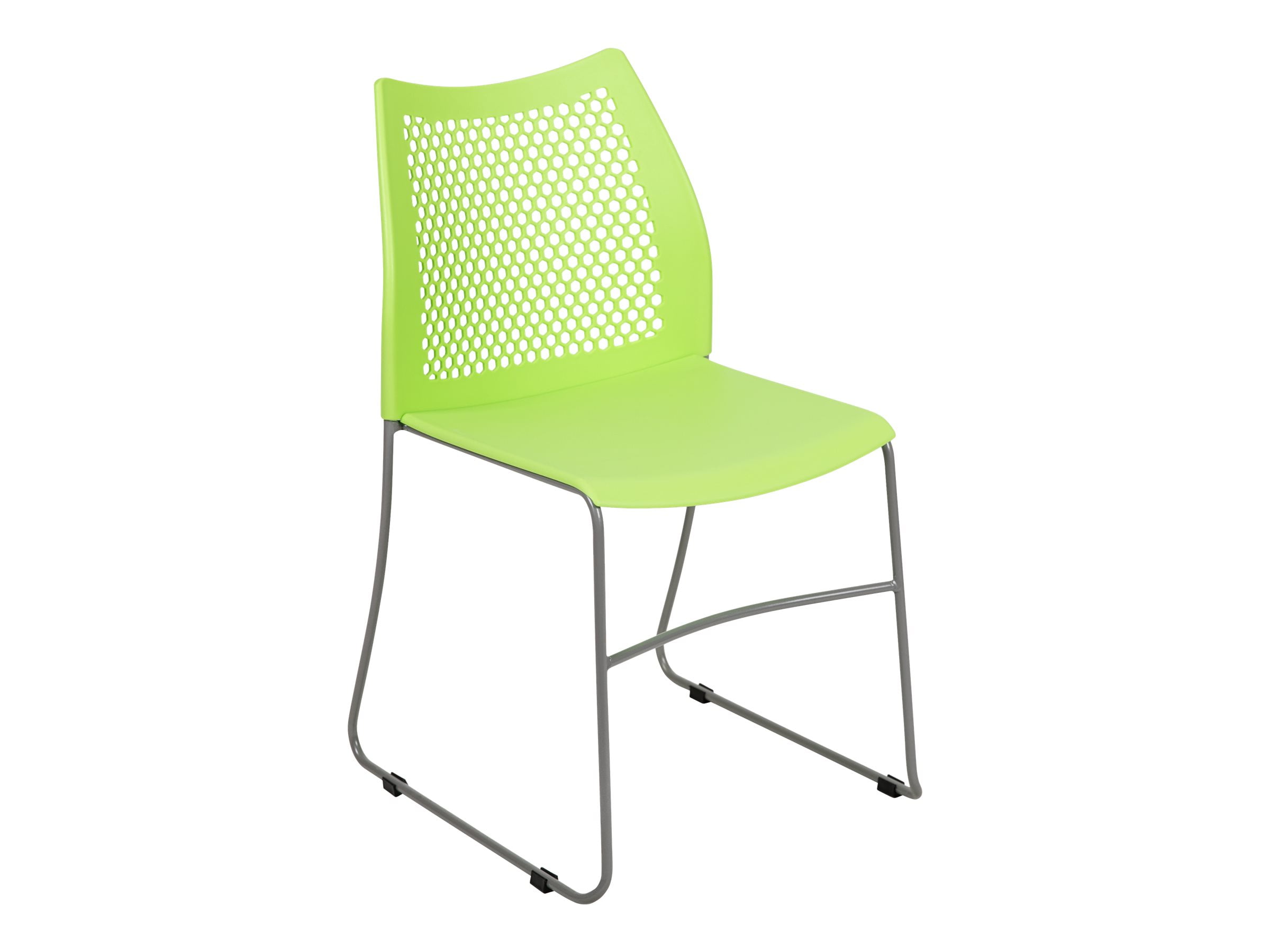Offex Ergonomically Contoured Design Stack Chair with Air Vent Back and Arms Black 