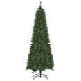 thumbnail image 2 of HOMCOM 8 Foot Pine Artificial Christmas Tree, Slim Pencil Xmas Tree with 952 Realistic Branches, Steel Base, Auto Open, Green, 2 of 9