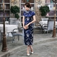 thumbnail image 1 of Cheongsam de brocado largo, cheongsam dividido, cheongsam de noche, desfile de actuación, cheongsam retro ajustado mejorado, 1 of 6