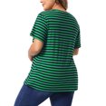 thumbnail image 3 of Agnes Orinda Women's Plus Size T-Shirt Rainbows Stripe Crew Neck Short Sleeve Top 2X Green, 3 of 6