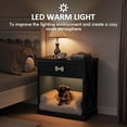 thumbnail image 3 of SUNVIVI Vintage Small Storage Cabinet with Led Light, Hidden Cat Litter Box with Drawer and Semi-open Space, Multi-Functional Nightstands with Pet House for Living Room, Bedroom, Blue, 3 of 9