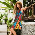 thumbnail image 2 of Naloa Colorful Arrow Graffiti Pattern Print Women's Summer Spring Casual Beach Sundress,Vacation Sleeveless Tank Crewneck Loose Dresses, 2 of 7