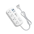 thumbnail image 1 of Cable de extensión Power Strip, protector contra sobretensiones de 2 pies con 8 salidas, 4 USB, 1 of 7