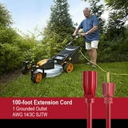 Hyper Tough 100FT 14AWG 3 Prong Red Extension Cord for Indoor and Outdoor Use, 13 Amps