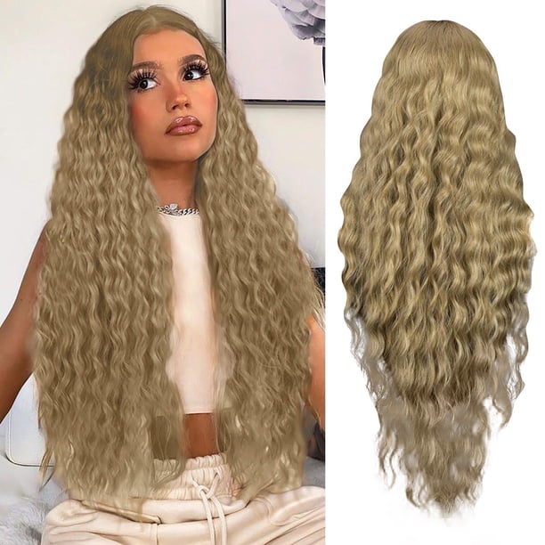 onlyliua para Interior/Exterior Peluca de Cabello Ondulado con Rizos Degradados En Color Castaño Claro para Mujer