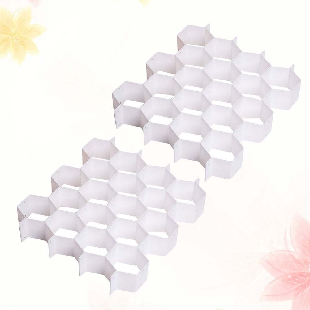 WHAMVOX White Plastic Drawer Organizer with Adjustable Grid Dividers for Storing Socks Underwear in Drawers Closet Dresser