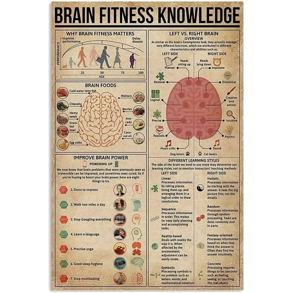 Brain Fitness Knowledge Metal Signs Poster Why Brain Fitness Matters Popular Science School Bar Garage Club Kitchen Home Wall Decoration Gift Size: 12 x 16 inch