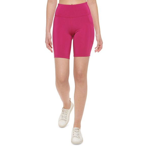 Calvin Klein Women's High Waist Side Pocket Bike Shorts Pink Size Large