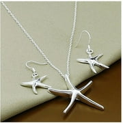 Elegant Star Fish sterling silver necklace and earring sets