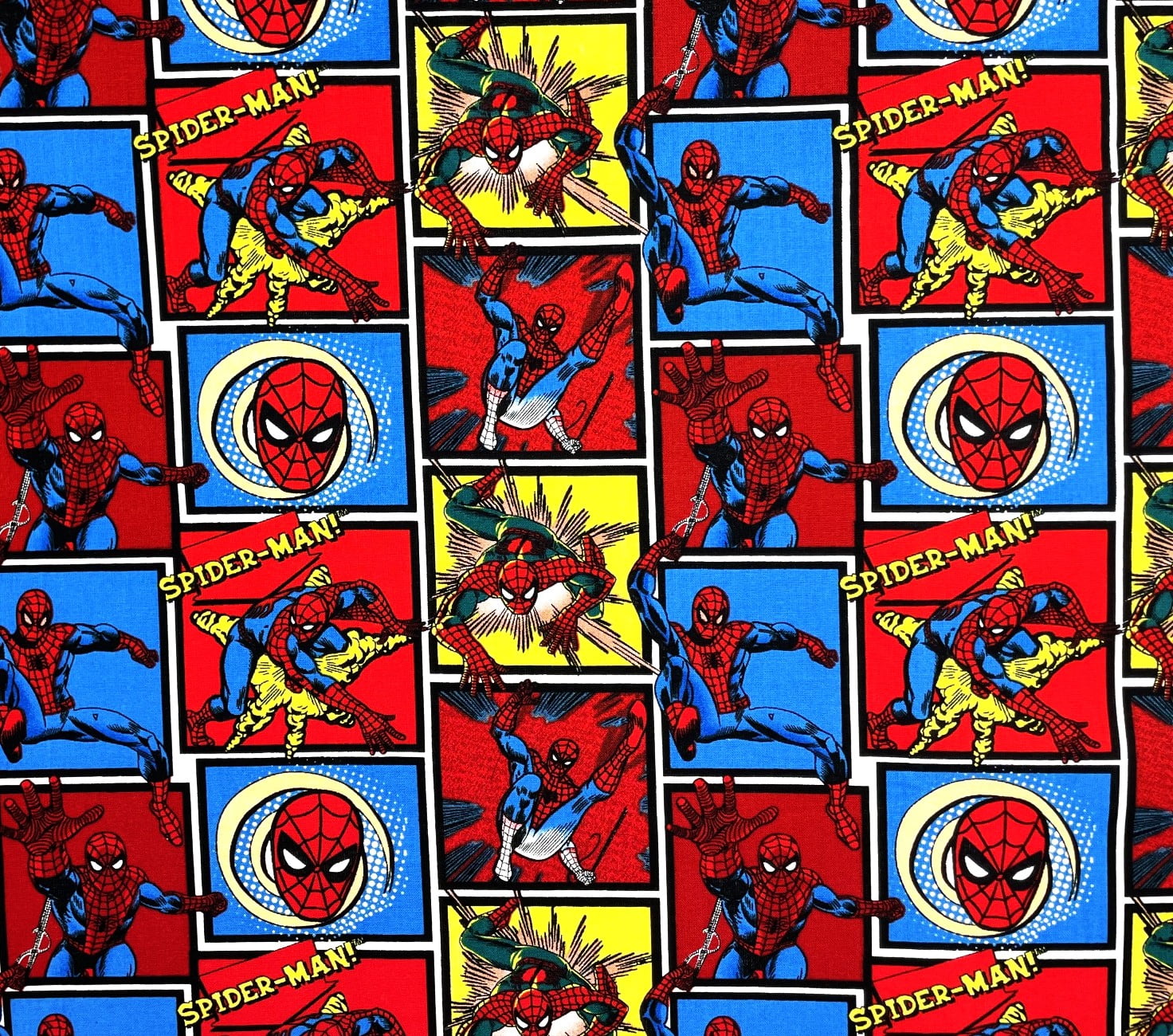 1 Yard - Marvel Spiderman Block Blue & Red Cotton Fabric (Great for Quilting, Sewing, Craft Projects, Throw Pillows & More) 1 Yard X 44" Wide