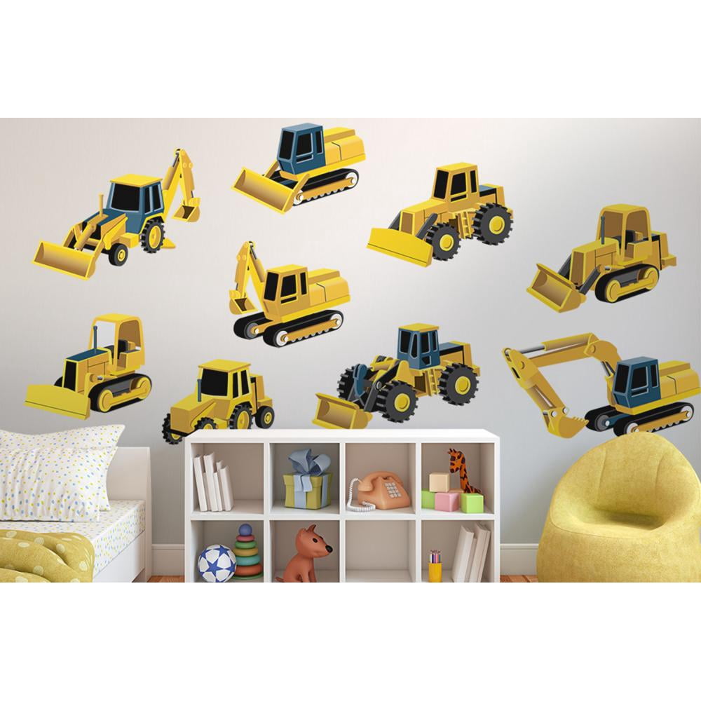 Construction Vehicle Wall Decal Sticker Set by Wallmonkeys Peel and