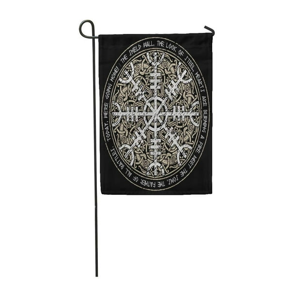 POGLIP Helm of Awe Terror Icelandic Magical Staves Scandinavian Pattern Aegishjalmur Garden Flag Decorative Flag House Banner 12x18 inch