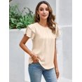 thumbnail image 4 of Women Dressy Casual Tops Business Work Blouses Summer Shirts Short Sleeve Crew Neck Outfits 2025, 4 of 5
